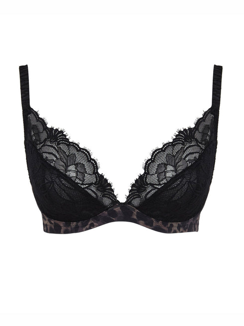 Cherie – Low Front Plunge BH (Spitze und Leopard)