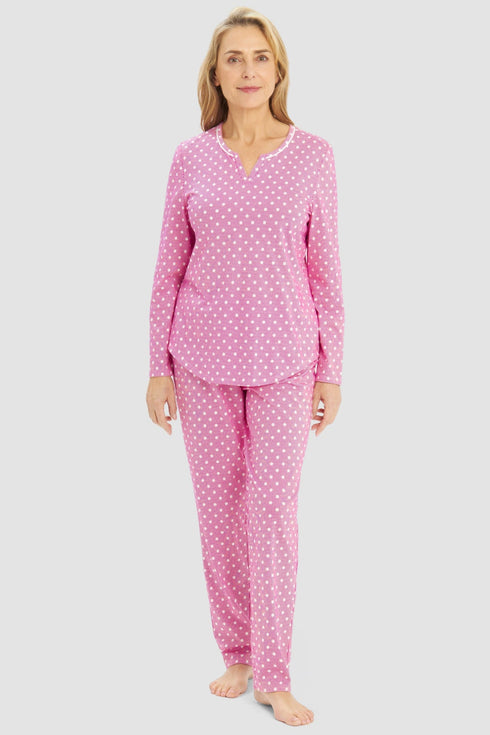 Rösch Pyjama „Tupfen“ mit Rundhalsausschnitt, langen Ärmeln (1/1) und langer Hose