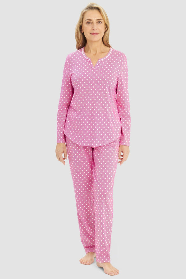 Rösch Pyjama „Tupfen“ mit Rundhalsausschnitt, langen Ärmeln (1/1) und langer Hose