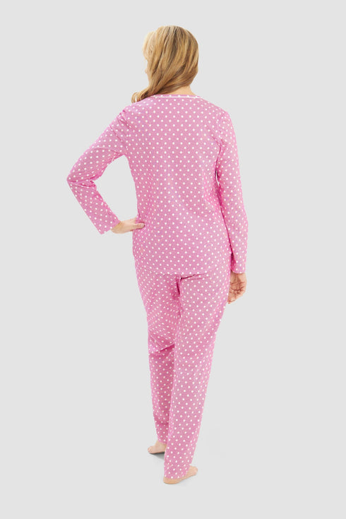 Rösch Pyjama „Tupfen“ mit Rundhalsausschnitt, langen Ärmeln (1/1) und langer Hose