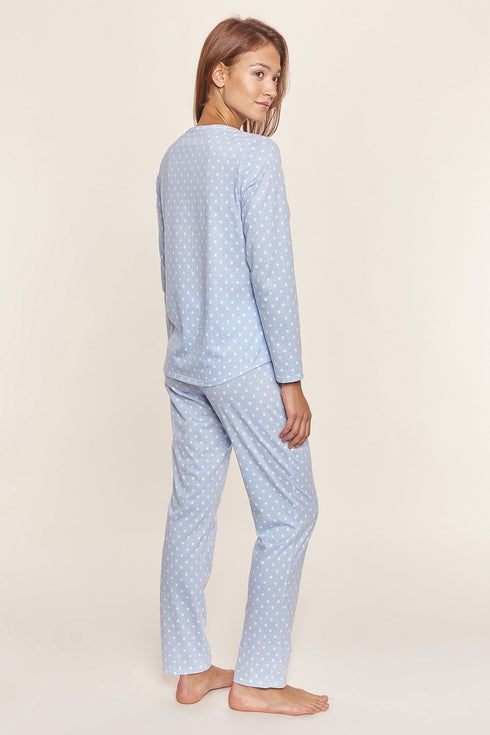 Rösch Pyjama „Tupfen“ mit Rundhalsausschnitt, langen Ärmeln (1/1) und langer Hose