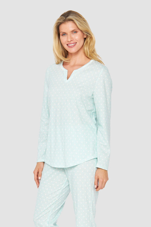 Rösch Pyjama „Tupfen“ mit Rundhalsausschnitt, langen Ärmeln (1/1) und langer Hose