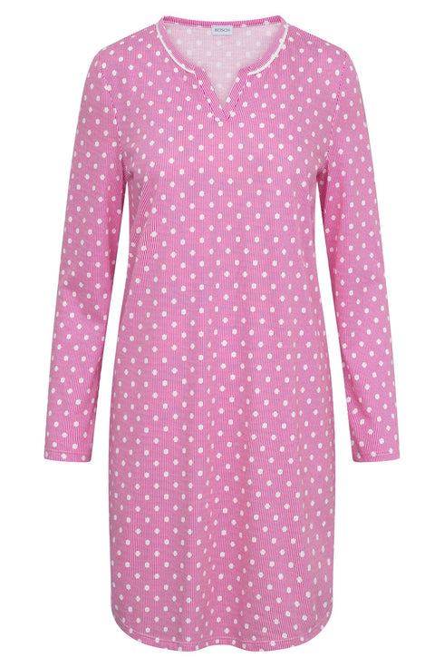 Rösch Nachthemd „Tupfenstreifen“ mit Rundhalsausschnitt und langen Ärmeln