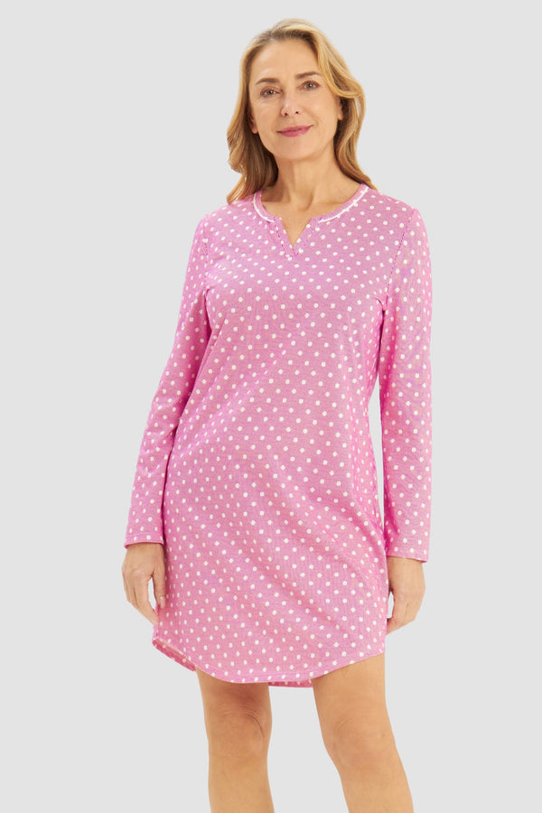 Rösch Nachthemd „Tupfenstreifen“ mit Rundhalsausschnitt und langen Ärmeln