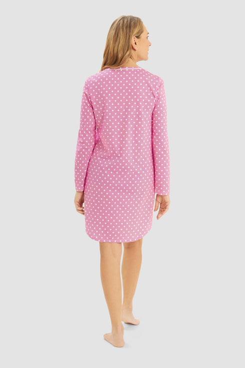 Rösch Nachthemd „Tupfenstreifen“ mit Rundhalsausschnitt und langen Ärmeln
