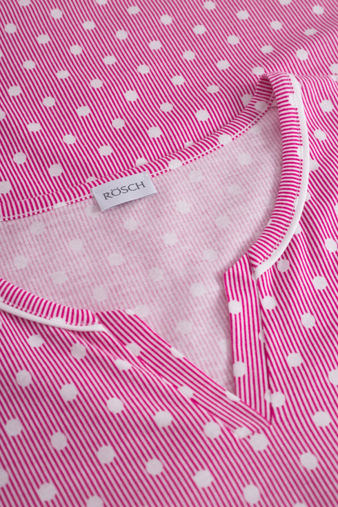 Rösch Nachthemd „Tupfenstreifen“ mit Rundhalsausschnitt und langen Ärmeln
