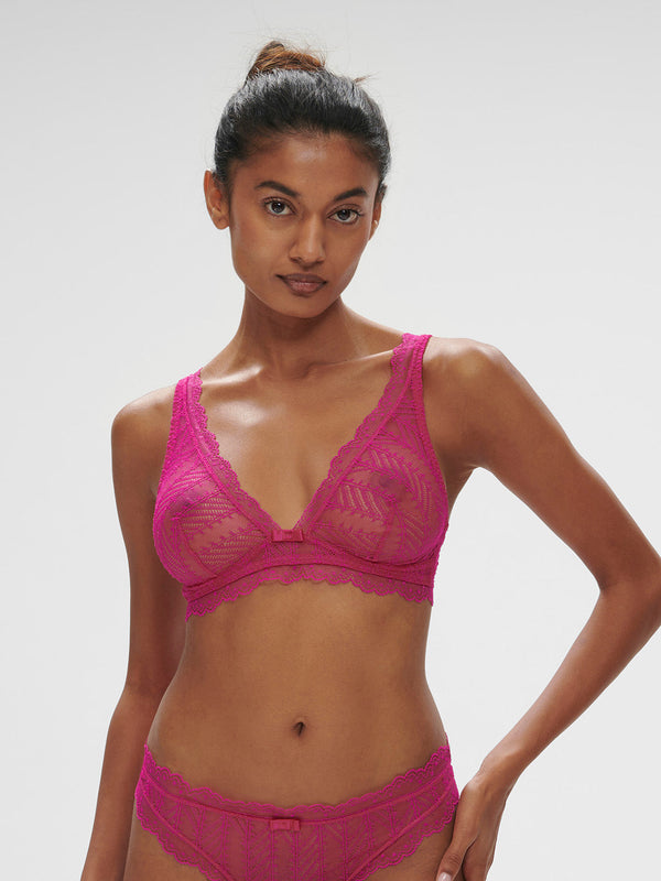 Simone Perele Canopee Triangel-Bralette ohne Bügel – Rose Hibiscus