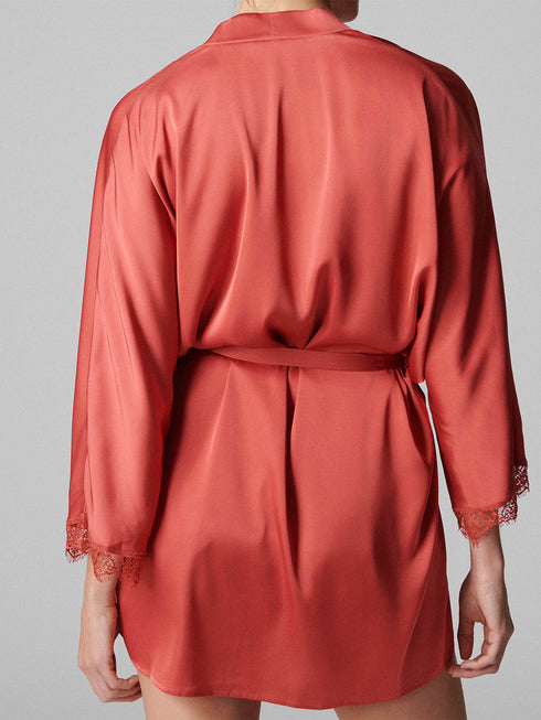 Simone Perele Kimono aus Satin und Spitze Rosenquarz