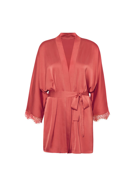 Simone Perele Kimono aus Satin und Spitze Rosenquarz
