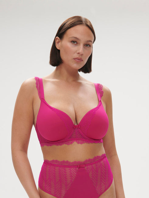 Simone Perele Canopee Spacer-BH mit tiefem Dekolleté – Rose Hibiscus