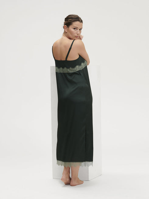 Nighty Lang Kolsaï Green SATIN SECRETS SIMONE PÉRÈLE