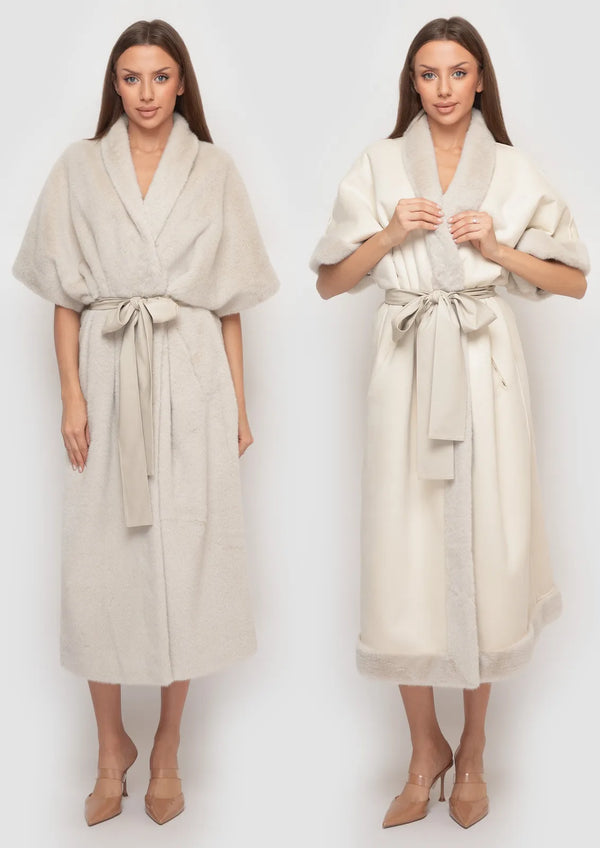 Eleganter Lammfellmantel beige