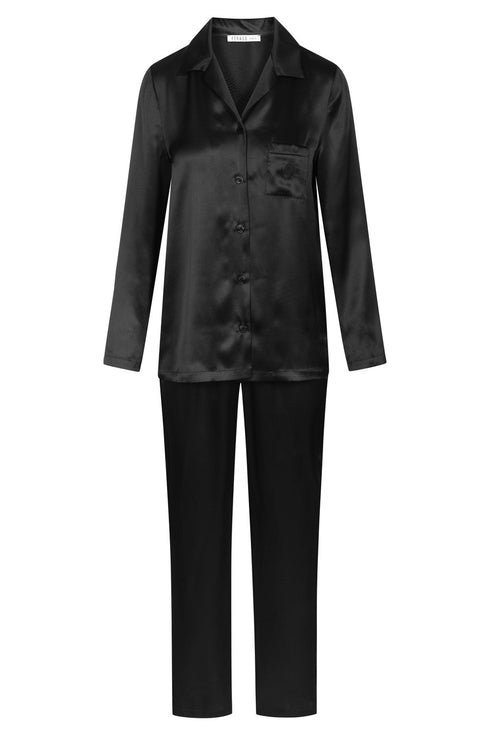 Féraud Seiden-Pyjama mit Reverskragen (Langarm)