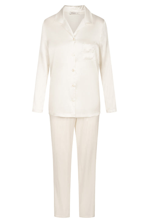 Féraud Seiden-Pyjama mit Reverskragen (Langarm)