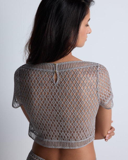 AUBADE Top mit kurzen Ärmeln STARDUST DREAM Cosmos Silver