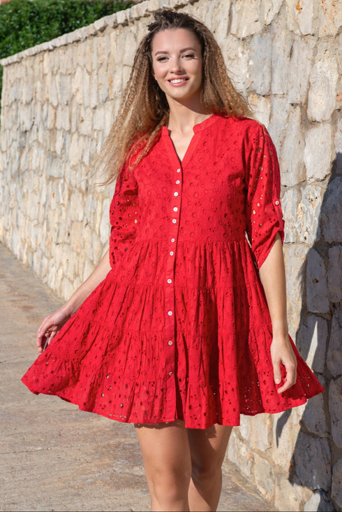 Tunic dress red 5066 F FRESH COTTON