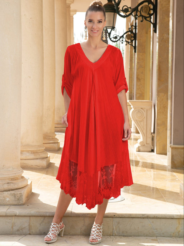 Tunic dress red 5070 F FRESH COTTON