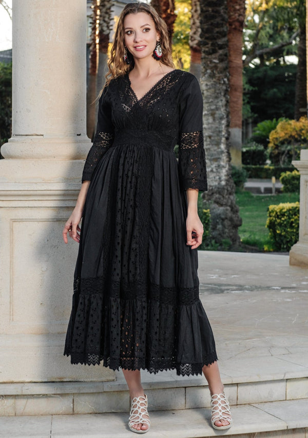 Maxikleid Schwarz 5086 F FRESH COTTON