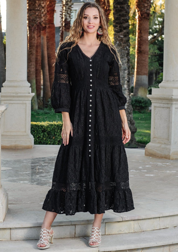 Maxi dress black 5088 F FRESH COTTON