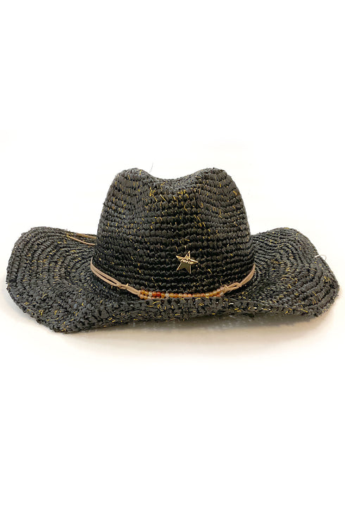 Strohhut Schwarz PIN-UP STARS