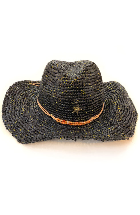 Strohhut Schwarz PIN-UP STARS