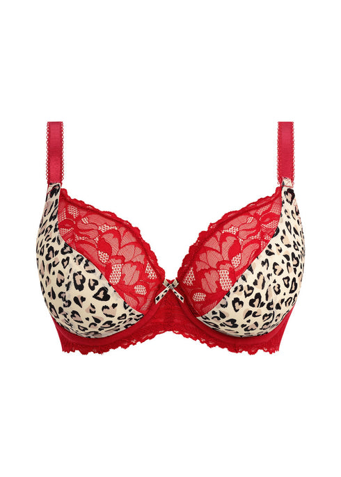 Freya Cherish Me Red Leopard Plunge-BH mit Bügel