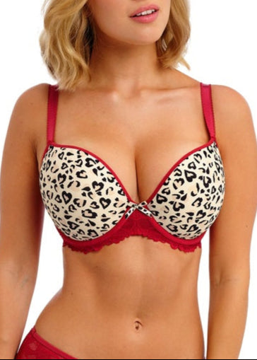 Freya Cherish Me Red Leopard Uw Moulded Plunge T-shirt Bra