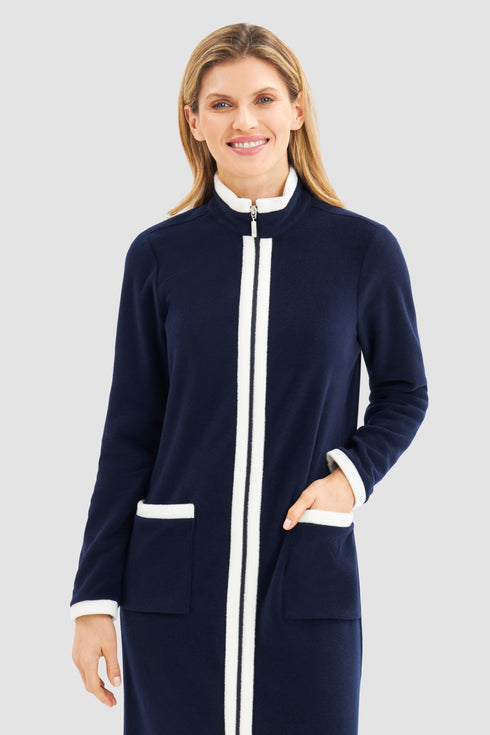 Féraud Fleece-Morgenmantel mit Reißverschluss Navy