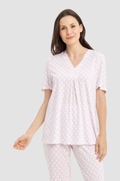 Féraud Damen-Pyjama – Logo, V-Ausschnitt, Halbarm