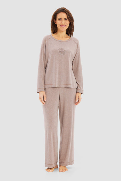 Féraud Damen-Pyjama – Logo Melange, langarm