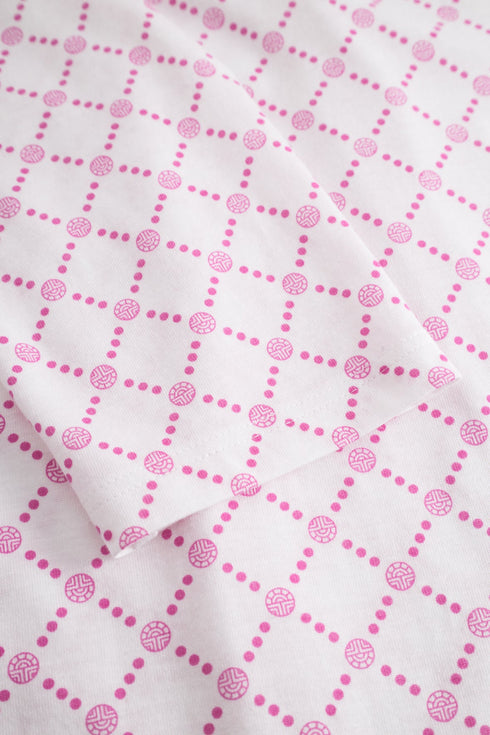 Féraud – Nachthemd mit V-Ausschnitt „Logo-Raute“, langarm Rosa