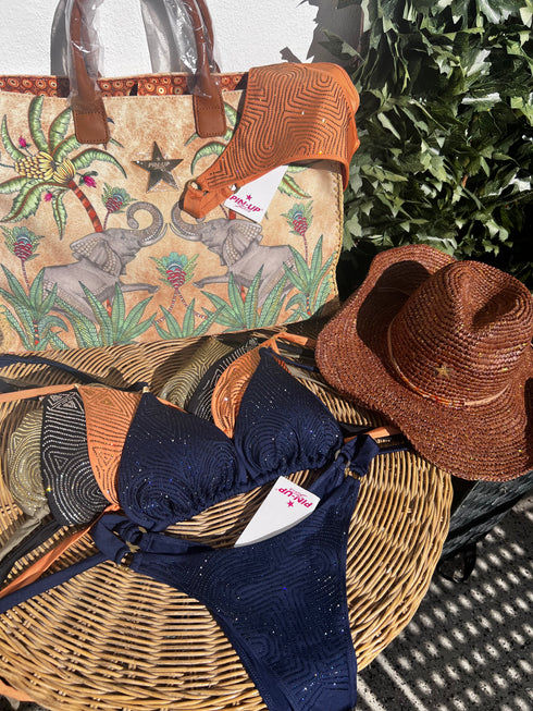 Triangel-Bikini Strass Blau PIN-UP STARS