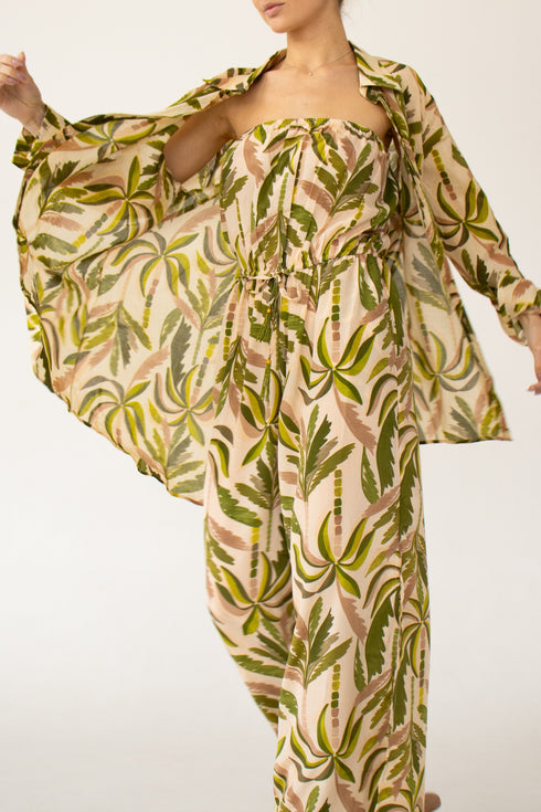 Beige shirt blouse with palm pattern TRUE DESTINATIONS