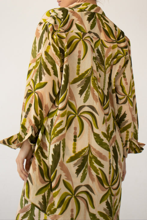 Beige shirt blouse with palm pattern TRUE DESTINATIONS