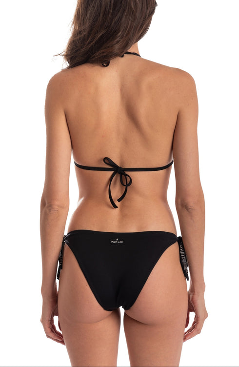 Push-Up Triangel-Bikini mit Swarovski-Kristallen und Tribal-Muster in Schwarz