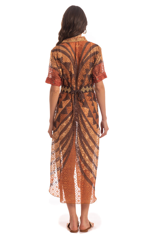 Langes Chemisier Braun PIN-UP STARS