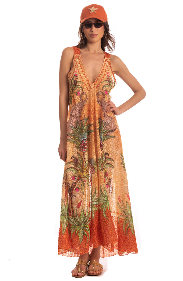 Foulard-kleid Safari Beige PIN-UP STARS