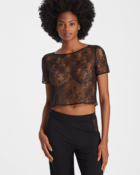 AUBADE Top mit kurzen Ärmeln LAZY DAYS Noir