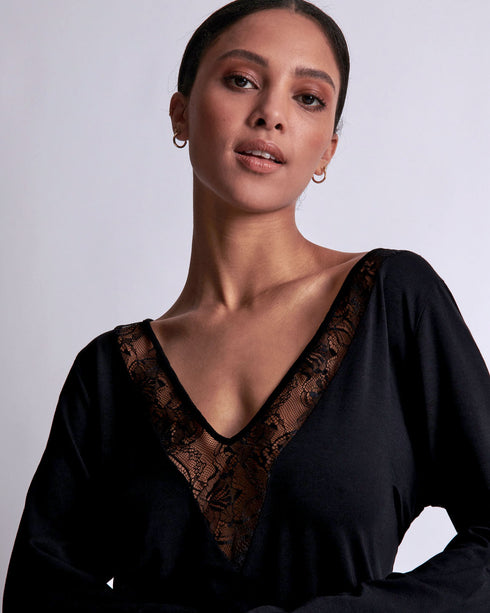 AUBADE Top mit langen Ärmeln LAZY DAYS Noir