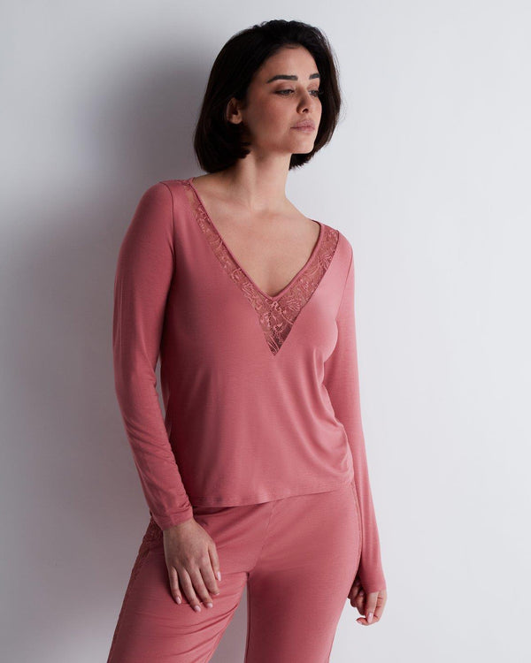 AUBADE Top mit langen Ärmeln LAZY DAYS Rosewood