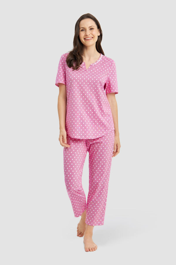 Rösch Pyjama mit 1/2-Ärmeln, Rundhalsausschnitt und 7/8-Hose