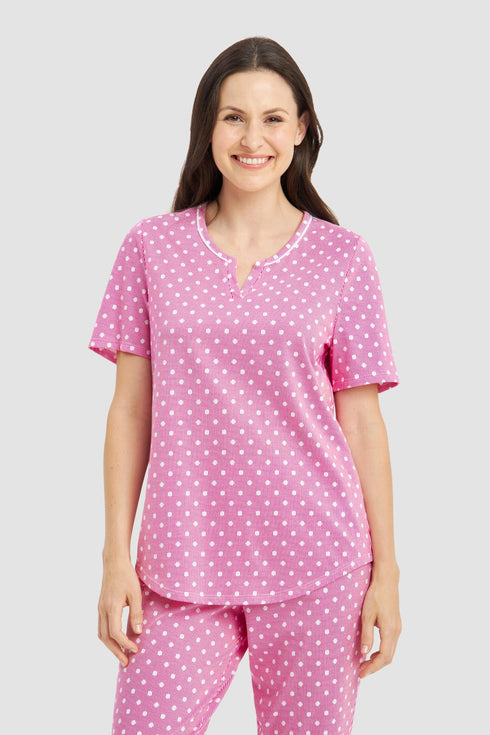 Rösch Pyjama mit 1/2-Ärmeln, Rundhalsausschnitt und 7/8-Hose