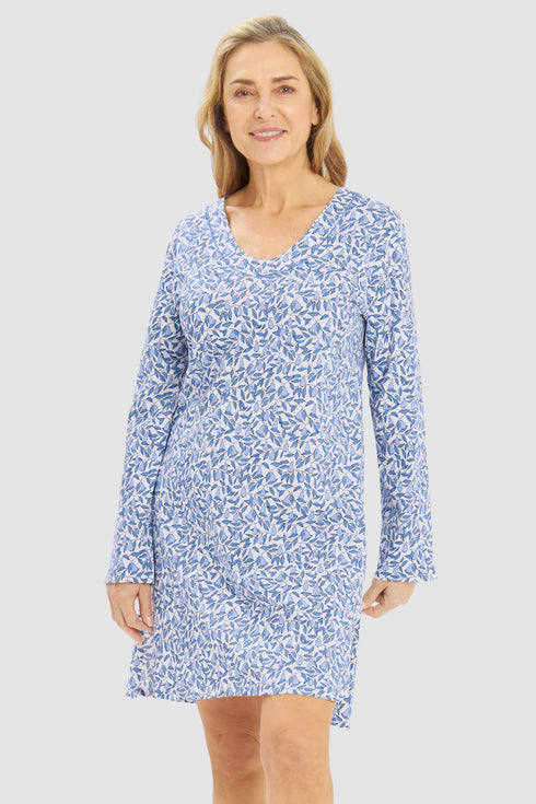 Rösch Nachthemd „Breakfast Time“ mit V-Ausschnitt und langen Ärmeln (1/1)