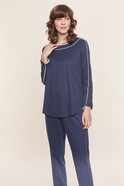 Féraud Damen-Pyjama – Rundhals, Langarm und lange Hose