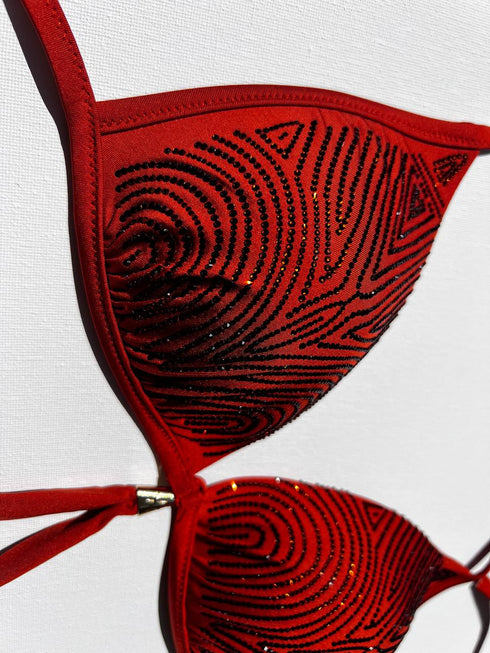 Push-Up Triangel-Bikini mit Swarovski-Kristallen und Tribal-Muster in Gold